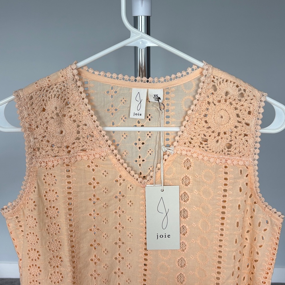 Joie Apricot Crochet Sleeveless Blouse